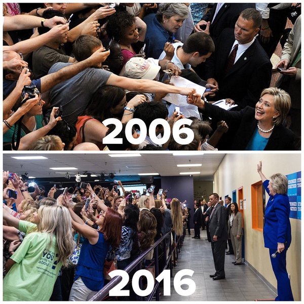 Selfie-maniacs mit Hillary Clinton